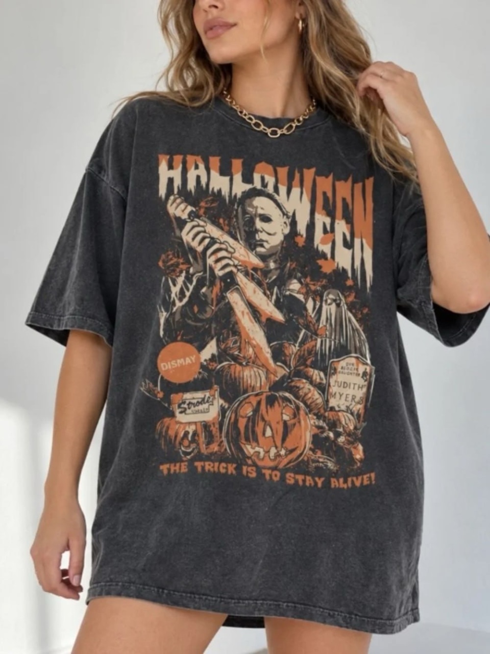 Comfort Colors Pepper Graphic Halloween Tee with Orange Print